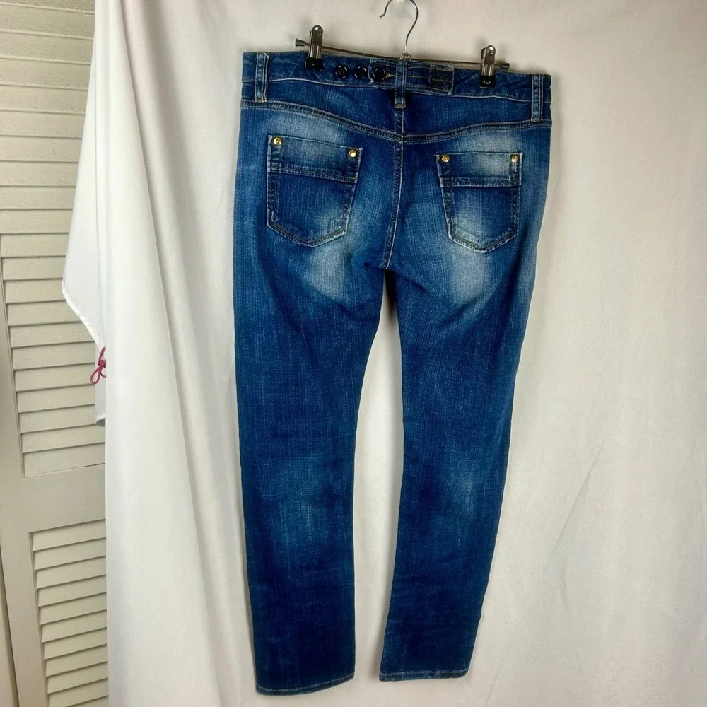 Love Moschino Skinny‎ Jeans Women 30 Blue Adjustable Waist Distressed Stretch